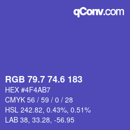 カラーコード: RGB 79.7 74.6 183 | qconv.com