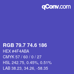 カラーコード: RGB 79.7 74.6 186 | qconv.com