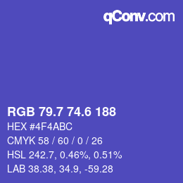 カラーコード: RGB 79.7 74.6 188 | qconv.com