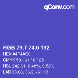 カラーコード: RGB 79.7 74.6 192 | qconv.com