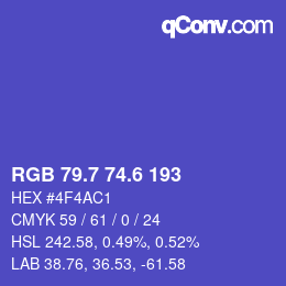 カラーコード: RGB 79.7 74.6 193 | qconv.com