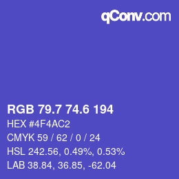 カラーコード: RGB 79.7 74.6 194 | qconv.com