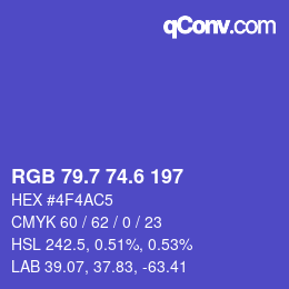 カラーコード: RGB 79.7 74.6 197 | qconv.com