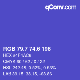 カラーコード: RGB 79.7 74.6 198 | qconv.com