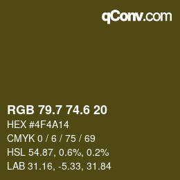カラーコード: RGB 79.7 74.6 20 | qconv.com