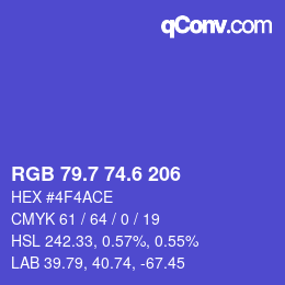 カラーコード: RGB 79.7 74.6 206 | qconv.com