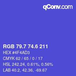 カラーコード: RGB 79.7 74.6 211 | qconv.com