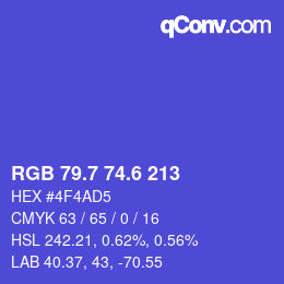 カラーコード: RGB 79.7 74.6 213 | qconv.com