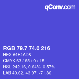 カラーコード: RGB 79.7 74.6 216 | qconv.com