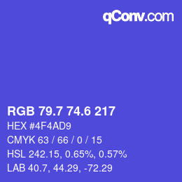カラーコード: RGB 79.7 74.6 217 | qconv.com