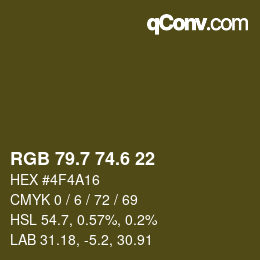 カラーコード: RGB 79.7 74.6 22 | qconv.com