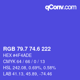 カラーコード: RGB 79.7 74.6 222 | qconv.com