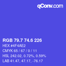 カラーコード: RGB 79.7 74.6 226 | qconv.com