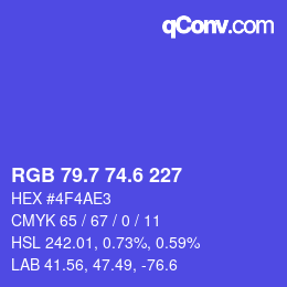 カラーコード: RGB 79.7 74.6 227 | qconv.com