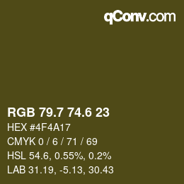 カラーコード: RGB 79.7 74.6 23 | qconv.com