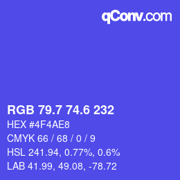 カラーコード: RGB 79.7 74.6 232 | qconv.com