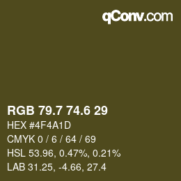カラーコード: RGB 79.7 74.6 29 | qconv.com