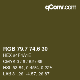 カラーコード: RGB 79.7 74.6 30 | qconv.com