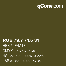 カラーコード: RGB 79.7 74.6 31 | qconv.com