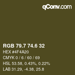 カラーコード: RGB 79.7 74.6 32 | qconv.com