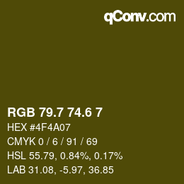 カラーコード: RGB 79.7 74.6 7 | qconv.com