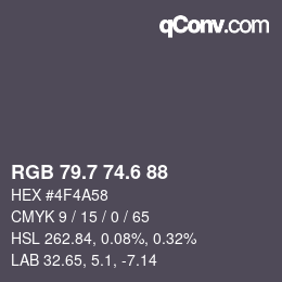 カラーコード: RGB 79.7 74.6 88 | qconv.com