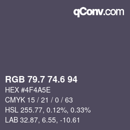 カラーコード: RGB 79.7 74.6 94 | qconv.com