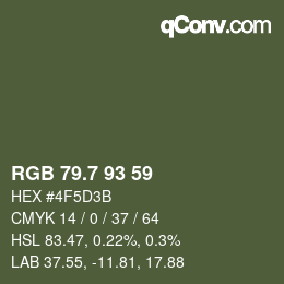カラーコード: RGB 79.7 93 59 | qconv.com