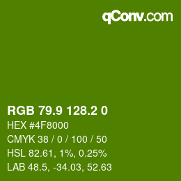 カラーコード: RGB 79.9 128.2 0 | qconv.com