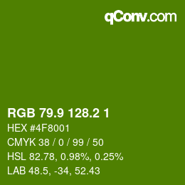 カラーコード: RGB 79.9 128.2 1 | qconv.com