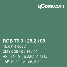 カラーコード: RGB 79.9 128.2 108 | qconv.com