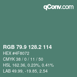 カラーコード: RGB 79.9 128.2 114 | qconv.com