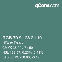 カラーコード: RGB 79.9 128.2 119 | qconv.com