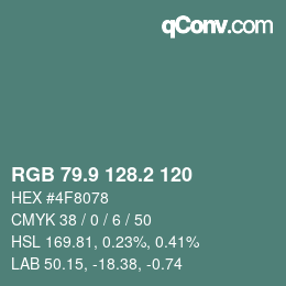 カラーコード: RGB 79.9 128.2 120 | qconv.com