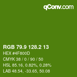 カラーコード: RGB 79.9 128.2 13 | qconv.com