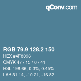カラーコード: RGB 79.9 128.2 150 | qconv.com