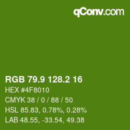 カラーコード: RGB 79.9 128.2 16 | qconv.com