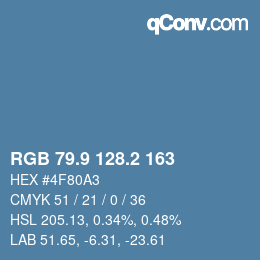 カラーコード: RGB 79.9 128.2 163 | qconv.com
