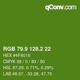 カラーコード: RGB 79.9 128.2 22 | qconv.com