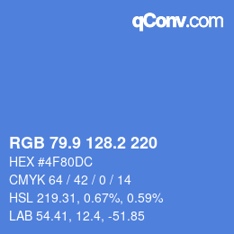 Color code: RGB 79.9 128.2 220 | qconv.com
