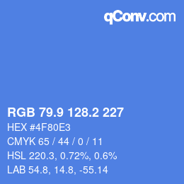 Color code: RGB 79.9 128.2 227 | qconv.com