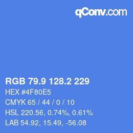 カラーコード: RGB 79.9 128.2 229 | qconv.com