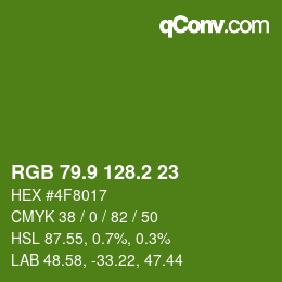 カラーコード: RGB 79.9 128.2 23 | qconv.com