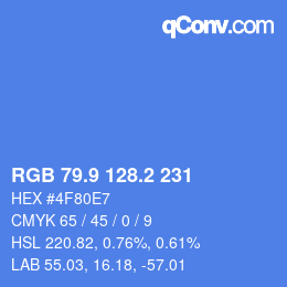 カラーコード: RGB 79.9 128.2 231 | qconv.com
