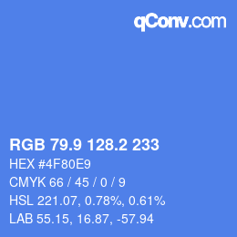 カラーコード: RGB 79.9 128.2 233 | qconv.com