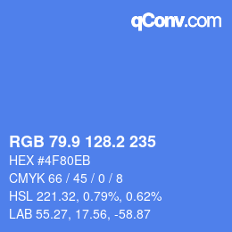 カラーコード: RGB 79.9 128.2 235 | qconv.com
