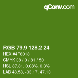 カラーコード: RGB 79.9 128.2 24 | qconv.com
