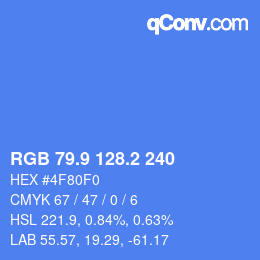 カラーコード: RGB 79.9 128.2 240 | qconv.com