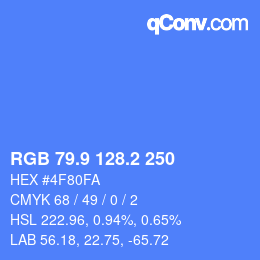 カラーコード: RGB 79.9 128.2 250 | qconv.com