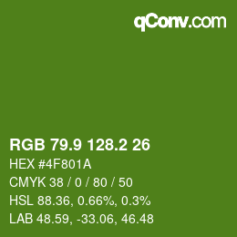 カラーコード: RGB 79.9 128.2 26 | qconv.com